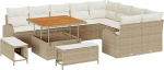 12-teiliges Garten-Sofa-Set mit Kissen Beige Poly Rattan Akazie Gartenlounge Model3362426