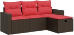 Garten-Sofagarnitur mit Stauraum & abnehmbaren Bez&uuml;gen - PE-Rattan, 55x53x34 cm, f&uuml;r Terrasse und Innenhof Model3325360