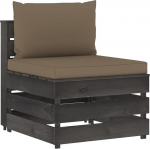 Fasba Modulares Mittelsofa mit Kissen Grau Impr&auml;gniertes Holz, Polstersofa Moderne Relax-Couch f&uuml;r Wohnzimmer Schlafzimmer Hobbyraum3068128