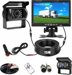 Tagurduskaamera komplekt koos 7-tollise tagumise vaate monitoriga, IP68 veekindel &ouml;ise n&auml;gemise auto tagurduskaamera, kaabli stabiilse signaali tagurduskaamera 12 V - 24 V koos 15 m kaabliga matkaauto Van veoautodele Bussidele