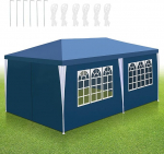 Tubiaz Gazebo 3 x 6 m veekindel stabiilne peotelk Kvaliteetne PE-pappmari telk UV-kindel aiatelk 100 g/m&sup2; &otilde;lletelk koos 6 k&uuml;lgpaneeliga Sinine