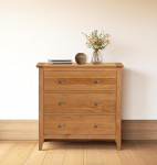 Hallowood Furniture Hereford Oak Chest of Drawers, 3 Wooden Chest of Drawers, Small Solid Light Oak Chest of Drawers for Bedroom, Living Room & Hallway, Fully Assembled Bedroom Furniture