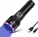 UV-torch 20 W, 5000 mAh suure j&otilde;udlusega 365 nm UV-valgus, LED USB laetav must valgus-torch, UV-lamp merevaigu, epoks&uuml;vaigu, lemmikloomade uriini, mineraalide, reisimise, voodik&auml;rbeste tuvastamiseks.