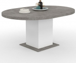 IDMarket - Eden Extendable Round Dining Table for 4-8 People Concrete and White 120-160cm