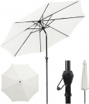 Sekey&reg; Aluminium diameter 270 cm parasol for balcony, garden umbrella, patio umbrella with crank and tilt, round, Upf50+ cream