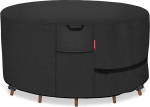 Porch Shield 84" Round Patio Furniture Cover Waterproof 600D Heavy Duty Outdoor Table Chair Cover Black