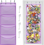 Honeyera Plush Storage (Patent Pending) - Plush Hammock Net Over the Door Organizer for Stuff Baby Accessories Toy Hammock Hanging Storage Large Bag Animals (Purple)