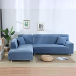 Corner Sofa Slipcovers, Elastic L Shaped Sofa Covers, Non-Slip Sofa Cover for Pets Kids, Corner Sofa Covers, Furniture Protector - for Living Room, Grey, Blue, 4 Seats (4 Seats (235~300 cm)
