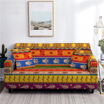 Surwin Elastsed diivanikatted 1 2 3 4-kohaline 3D boheemlasliku mustriga diivanikate Stretch kaitsekate Universaalne diivanikate k&auml;etoedele Diivanikate Diivanikate (Retro Tribe, 4-kohaline (235-300 cm))