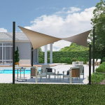 Coolaroo Dualshade v&auml;listingimustes kasutatav p&auml;ikesevarju purje 95% UV-kaitsega ja paigalduskomplektiga, 144 x 144 tolli ruut, Cobblestone