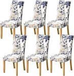 HZDHCLH toolikatted, 4 toolikatte komplekt, Stretch, eemaldatav, pestav, s&ouml;&ouml;gitoa tooli kaitsev iste hotelli, restorani, k&ouml;&ouml;gi, pulmapeo jaoks (Sea of Flowers/6 t&uuml;kki)