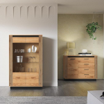 Elutoa m&ouml;&ouml;blikomplekt 2-osaline sahtlitekk Sideboard Vitriinkapp Elutoa komplekt Modern Tammepuust mustaga