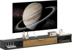 HOMCOM rippuv TV m&ouml;&ouml;bel puidust TV seinapink lahtiste kambrite, kokkupandava ukse ja kaabli l&auml;bip&auml;&auml;suga elutuppa magamistuppa 160 x 24 x 16 cm Hall