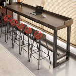 Slim 160cm pikk massiivpuidust baarilaud - Elegantne konsool- ja diivanilaud v&auml;ikestesse ruumidesse, sobib ideaalselt restoranidesse ja kohvikutesse, mahutab 2-3 inimest, &scaron;ikk hall viimistlus, PE