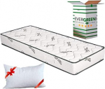 EvergreenWeb ortopeediline valge madratsi k&otilde;rgus 20 cm + Visco Pillow Free k&uuml;lma vahuga madrats H2 & H3 massaažiefektiga hingav lestakindel kate lamellraamile v&otilde;i voodile Itaalia