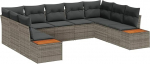 9-teiliges Garten Sofa Set mit Kissen Grau Poly Rattan Akazie Gartenlounge Model3348165