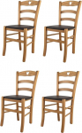 Tommychairs - 4 Cuore toolist koosnev komplekt k&ouml;&ouml;gi- ja s&ouml;&ouml;gitoa jaoks, vastupidav struktuur lakitud p&ouml;&ouml;gipuidust tammepuidust ja mokka v&auml;rvi kunstnahaga polsterdatud iste