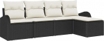 5-teiliges Garten Sofa Set mit Kissen Schwarz Poly Rattan, 2-Sitzer Garten Sofa mit Stauraum & Kissen Schwarz Poly Rattan Gartenlounge Model3354666