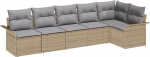 6-teiliges Gartensofa-Set mit Kissen Beige Poly Rattan, 2-Sitzer Garten Sofa mit Stauraum & Kissen Beige Poly Rattan Gartenlounge Model3354049