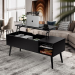 VOWNER kohvilaud, pikendatav ja reguleeritava k&otilde;rgusega kohvilaud, elutoa laud, vastupidav t&otilde;stetav laud, lihtne t&otilde;sta ja sulgeda, suuremate peidetud kappidega