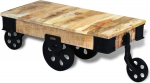 vidaXL kohvipoolne diivanipoolne laud laua alus ratastega / kastikestega Rough Mango Wood K&auml;sitsi valmistatud
