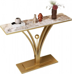 Marmor-Konsolentisch, Console Table Eingangstisch F&uuml;r Die Inneneinrichtung Mit Metallrahmen, Lange Bauernhaus-Foyer-Tische, F&uuml;r Eingang, Flur, Vorzimmer, Wohnzimmer(Gold+Brown,110cm/43.3")