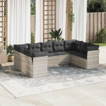 Garden Lounge Set Garden Lounge Outdoor Garden Lounge 10-osaline aia diivanikomplekt koos pehmendusega mustast pol&uuml; rotangist Sobib magamistuppa