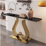 Konsoollaud, kaasaegne sissep&auml;&auml;sulaud kodukontorisse, konsoollaud, kitsas diivanilaud koridori ja elutoa kaunistamiseks, metallist alusega roostevabast terasest (kuldne 2.100 cm / 39.4 tolli)