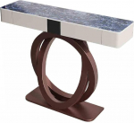 Moderner Konsolentisch - 39,4 Zoll schmaler Sofatisch mit 2 Schubladen und doppeltem runden Metallfu&szlig; - Stilvoller Akzenttisch f&uuml;r Eingangsbereich und Flur f&uuml;r das Wohnzimmer (Wei&szlig;)