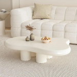 Moodne Cloud kohvilaud valge ebaregulaarne madal puidust kohvilaud elutuppa 47.24in