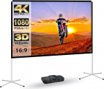 Kaasaskantav projektoriekraan, 60-tolline filmiprojektsiooniekraan, siseruumide projektoriekraan ja statiiv, 16:9 projektoriekraan, 4K HD, kortsuvaba, kergekaaluline