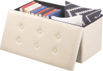 infactory storage box: folding 2-in-1 bench and storage chest, 80 l, up to 300 kg, faux leather, white (folding box and stool)