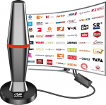 DVB-T/DVB-T2 antenn, 2025 DVBT2 antenn koos v&otilde;imendiga, pikk leviala ja 360&deg; vastuv&otilde;tt, siseruumide antenn telerite jaoks tugeva magnetilise alusega, toetab 4K 1080P - k&otilde;ik telerid DAB/UHF/VHF