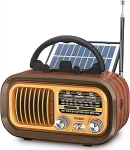 PRUNUS J-150 AM/FM/SW Retro raadio v&auml;ike, Vintage raadio, mis t&ouml;&ouml;tab 1200 mAh aku v&otilde;i D-elemendi patareidega, p&auml;ikesepaneeliga, kohverraadio Bluetoothiga, toetab USB/TF-kaardi funktsiooni (kuldne)