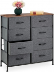 Relaxdays Industrial Chest of Drawers HBT 81.5 x 80 x 30 cm, 8 Drawers, Fabric & Metal, Wood Look, Hallway Cabinet, Grey/Brown