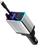 4-in-1 sisset&otilde;mmatav autolaadija, 120 W autolaadija, auto lisaseadmed, 12 V/24 V USB-sigaretis&uuml;&uuml;taja adapter koos iPhone'i ja C-t&uuml;&uuml;pi kaabliga, &uuml;likiire autolaadija, mis &uuml;hildub iPhone'iga/Huawei'ga (h&otilde;bedane)