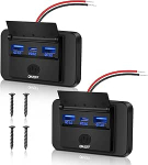 2 USB-laadimispesa, 12 V autolaadija, 72 W Dual QC3.0 USB & PD3.0 Type C mobiiltelefoni kiirlaadija, veekindel koos l&uuml;litiga 12 V/24 V haagissuvilate, autode, mootorrataste, veoautode jaoks.