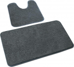 Rururug Bathroom Rug Set, 2 Pieces, Soft Microfibre Bathroom Mat and Toilet Rug with Cut-Out, Non-Slip Bath Mat, Washable Bath Mat Set, Grey, 50 x 80 + 50 x 40 cm