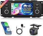 2G+64G traadita Carplay Android 13 autoraadio Jeep Grand Cherokee Wrangler Liberty Chrysler Grand Voyager 300M PT Cruiser RAM 1500 2500 5-tolline autoraadio Android auto navigatsioon GPS WiFi Bluetooth