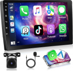 Motorsi 2-DIN autoraadio iOS CarPlay Android autoraadio, 4 + 64G Double DIN 9-tolline 1280P IPS puuteekraaniga stereoraadio koos 32EQ DSP GPS navigatsiooniga WiFi Android auto ja tagurduskaameraga, mikrofoniga