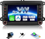 2+64G Android 13 autoraadio VW Golf 5 6 Polo Passat Seat Touran Skoda Tiguanile koos juhtmevaba CarPlay'ga, 7-tolline IPS-ekraan koos Android-navigatsiooniga WiFi Bluetooth 5.1 FM/RDS SWC-kaameraga +