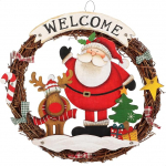 com-four&reg; Punutud j&otilde;ulup&auml;rg - Ukselehe tervitus j&otilde;uludeks - J&otilde;ulukaunistus riputamiseks - Puidust p&auml;rg l&auml;bim&otilde;&otilde;duga umbes 31 cm (J&otilde;uluvana - L)