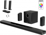 ULTIMEA 9.1 Soundbar teleri seadmetele, 470 W Surround Sound s&uuml;steem 2 tagumise k&otilde;lariga, eraldatav Dolby helis&uuml;steem 6,5-tollise subwooferiga, RGB heliriba telerile, HDMI/Opt/AUX/BT, Apollo S90