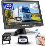 Podofo tagumise vaate kaamera kaabel koos 7-tollise TFT LCD monitori komplektiga Parkimisabi, IP68 tagurduskaamera auto &ouml;ise n&auml;gemise jaoks SUV veoauto Van Motorhome koos 15m kaabli / sigaretis&uuml;&uuml;taja pesa DC 12-24V