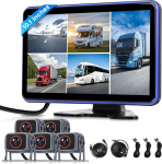 Digitaalne juhtmega tagurduskaamera 5 kaamera komplekt 10,1-tollise IPS monitoriga 5 m + 15 m kaabliga, tagurduskaamera IP68 veekindel, &ouml;&ouml;n&auml;gemine, pildi p&ouml;&ouml;ramine, BSD, loop video, DVR autoraadio