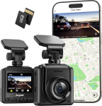 Dashcam auto WiFi 2K, mini esikaamera koos 64GB kaardiga toetab v&auml;list GPS-moodulit, rakendust, IPS-ekraani, ultra &ouml;&ouml;vaatlust, 150&deg; lainurk, WDR, 24-tunnist parkimisrežiimi ja liikumistuvastust, G-sensorit.