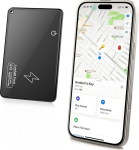 TiMOVO Slim Wallet Tracker Card for Apple Find My, (ainult iOS) juhtmevaba laetav rahakoti otsija rahakoti pagasim&auml;rkide, passide jaoks, IP68 veekindel Bluetooth eseme j&auml;lgimise seade, must