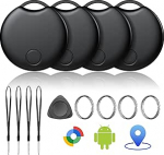 Tracker Android Air Tag Key Finder, Google "Find Hub" rakendusega (ainult Android) &uuml;hilduv Smart Tag, Bluetooth Tracker v&otilde;tmete, rahakoti, jalgratta ja kohvri jaoks, vahetatav aku, 4-pack