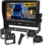 Kahe tagurduskaamera komplekt 7-tollise LCD 1080P monitoriga ja 170&deg; laias nurgas tagantj&auml;rele, IP69K veekindel, 4IR &ouml;&ouml;n&auml;gemine, DIY juhendid, veoauto/haagise/bussi/veoauto/p&otilde;llumajandus/raskeveokite jaoks (12)