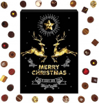 Hallingers Kuldne Elk Advendikalendri &scaron;okolaadide kingitus K&auml;sitsi valmistatud osa alkoholiga peenestatud kakao&scaron;okolaadist (karp) - kingitus suvel ja t&auml;iuslikuks grillimiseks | &Otilde;nnitlused Hanuka s&otilde;brad